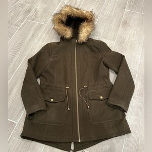 Jessica Simpson Jacket Women’s Size Large Color Brown Faux Fur Hood